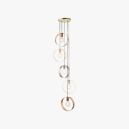 Magus 5 light Pendant in Brushed Brass, Nickel & Copper