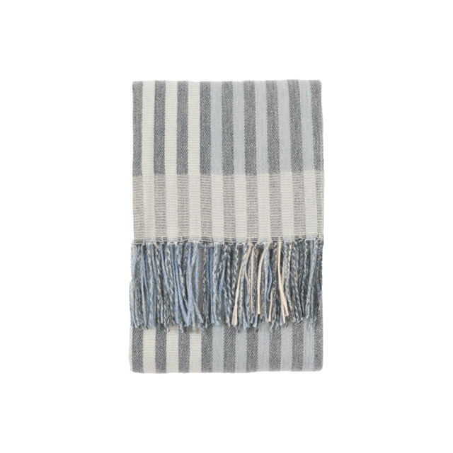 Lula Jacquard Stripe Throw in Blue and Natural