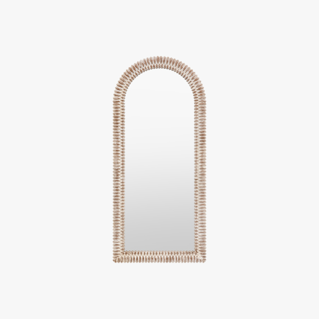 Groove Leaner Mirror in White Wash