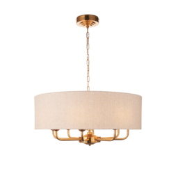 Manon 8-Light Pendant in Vintage Brass & Natural Linen