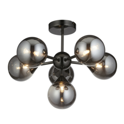 Mabel Small Smoked Mirror Glass Pendant in Black Chrome