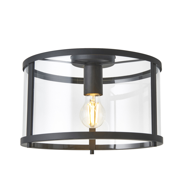 Hogan Clear Glass Flush Light in Matt Black