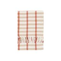 Cira Grid Woven Throw in Rust and Natural