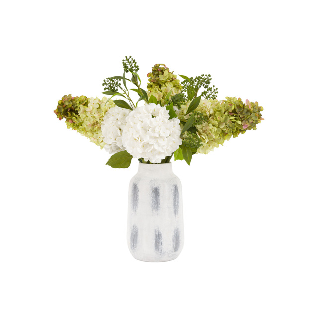 Faux Hydrangea Floral Arrangement in Vase