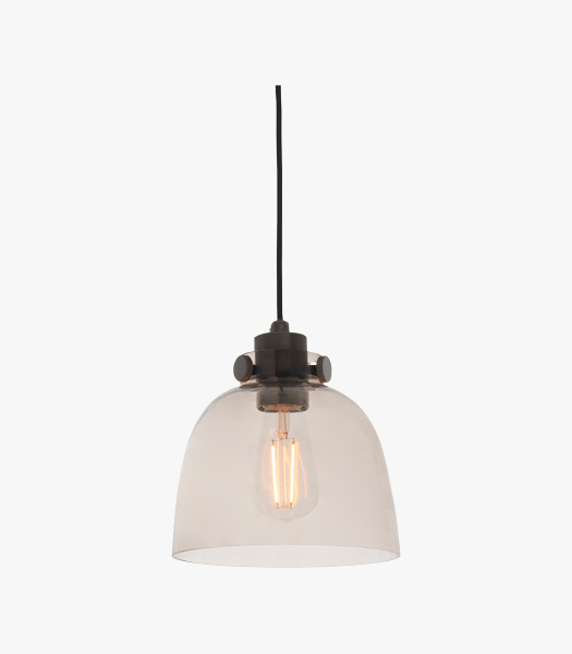 Matthew Black Chrome Pendant with Clear Tinted Glass Shade
