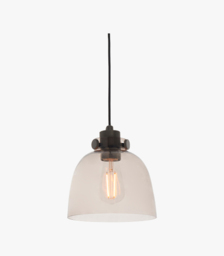 Matthew Black Chrome Pendant with Clear Tinted Glass Shade