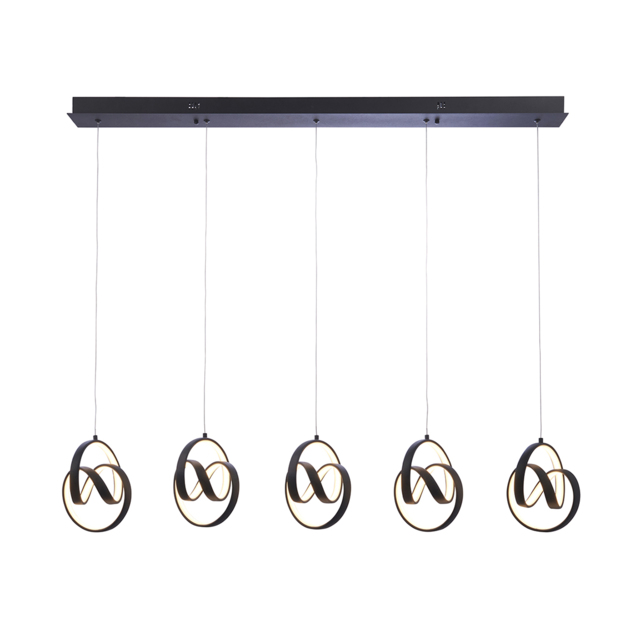 Dangle Five Light Pendant in Textured Black