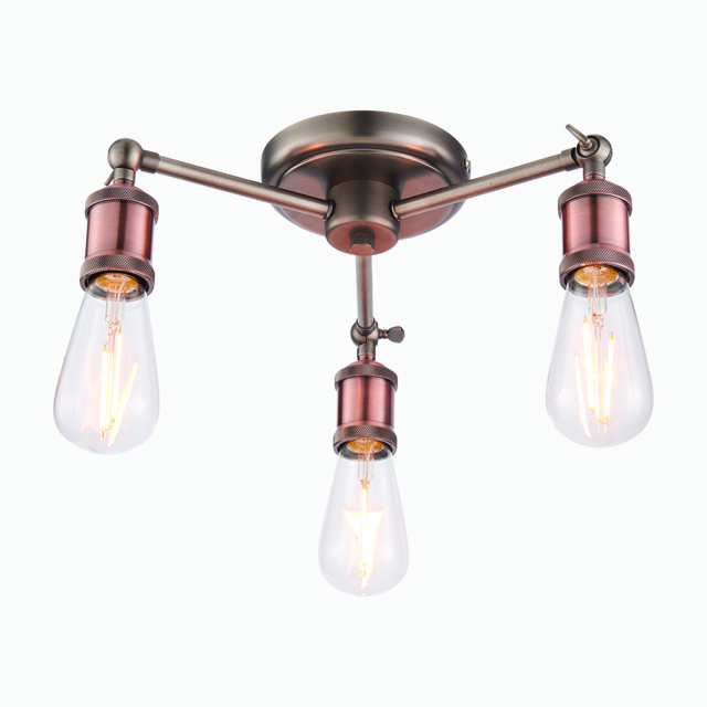Anker Three Light Semi Flush Light in Aged Pewter