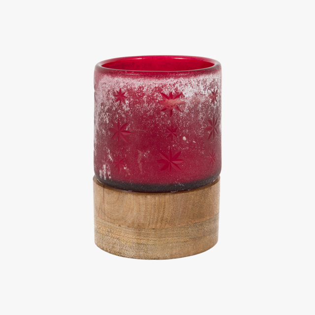 Merry Glass Candle Jar in Red