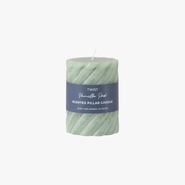 Entwine Pillar Candle in Sage Small Pack of 2