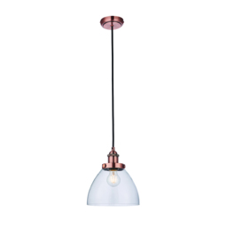 Ralph Clear Glass Pendant in Aged Copper