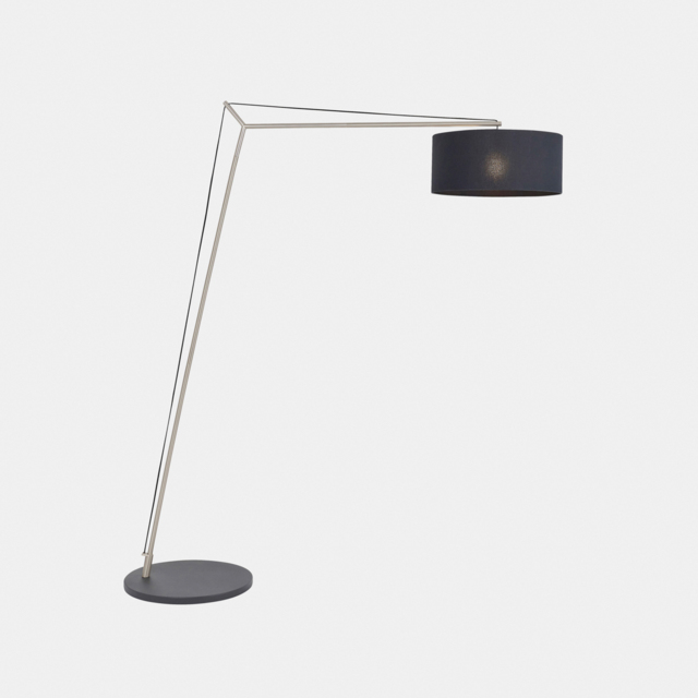 Antonios Large Nickel Floor Lamp with Black Shade