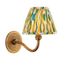 Target Wall Light in Antique Brass and Ikat 16cm Yellow Shade