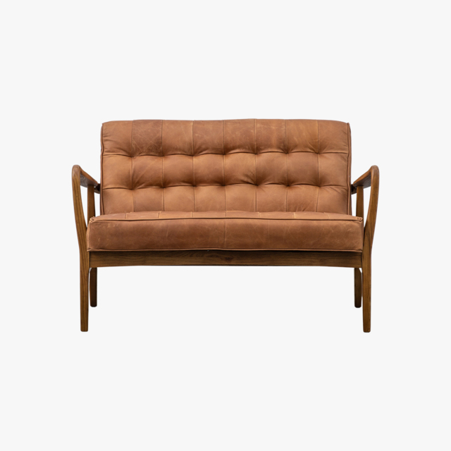 Brad 2 Seater Leather Sofa in Vintage Brown