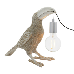 Touker the Toucan Table Lamp in Antique Silver