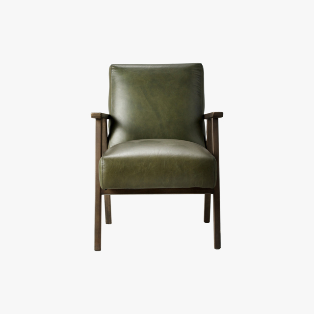 Dan Leather Armchair in Pine Green