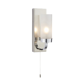 Serena Frosted Glass Bathroom Wall Light in Nickel