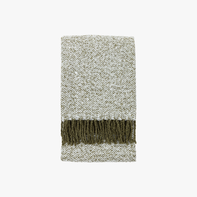 Idle Herringbone Throw in Olive