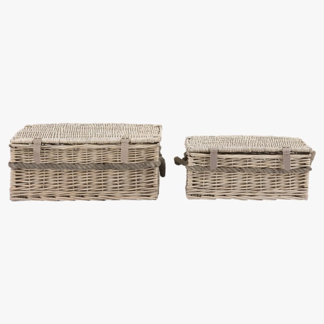 Cila Lidded Baskets in Natural, Set of 2