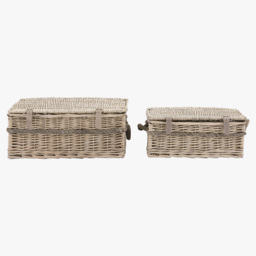 Cila Lidded Baskets in Natural, Set of 2