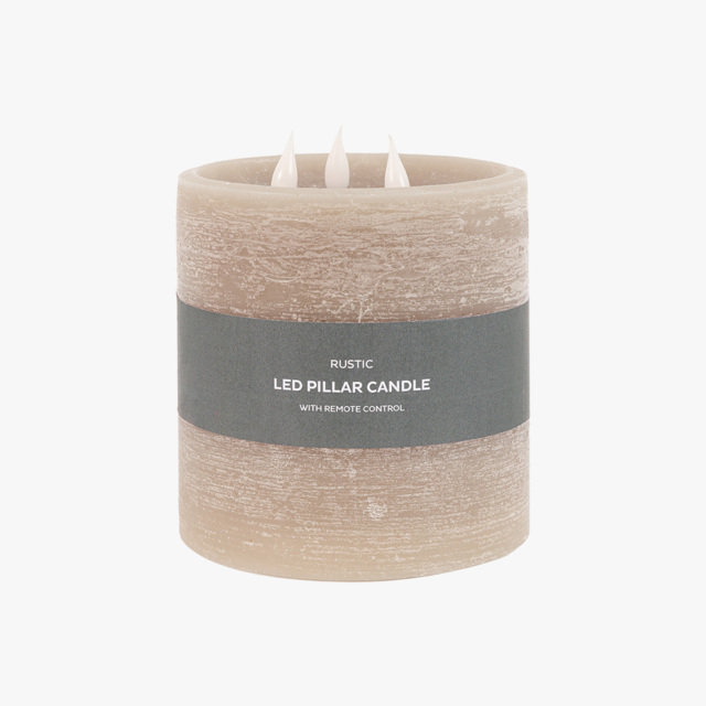 Homespun LED 3 Wick Candle in Warm Grey