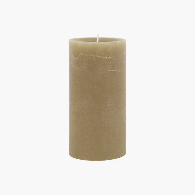 Country Pillar Candle in Rustic Olive, Medium, Pack of 2