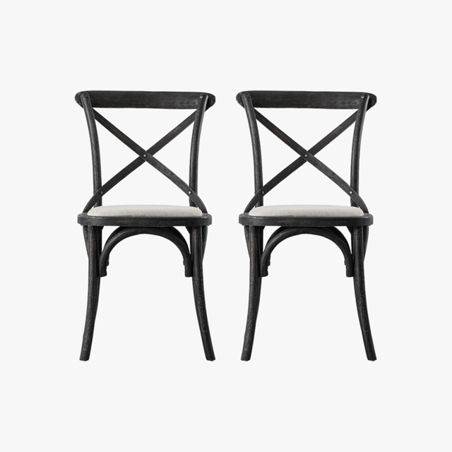 Theodore Oak Dining Chair in Coffee Bean Black, Set of two