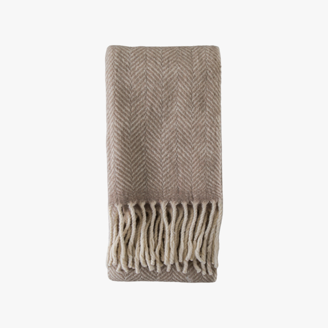 Toasty Wool Throw in Taupe