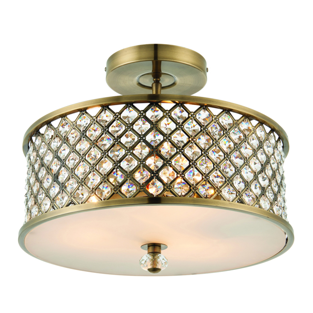Rhine Three Light Flush Light in Antique Brass