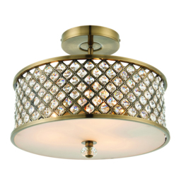 Rhine Three Light Flush Light in Antique Brass
