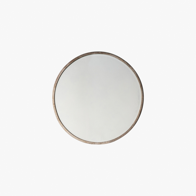 Newport Round Mirror in Antique Silver, Small