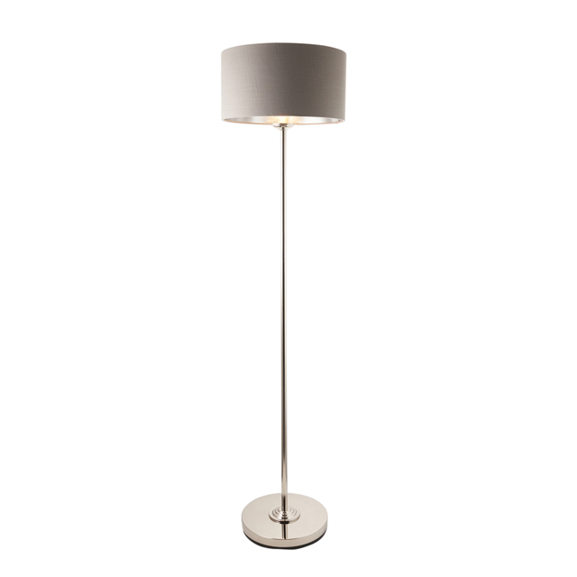 Manon Floor Light in Bright Nickel With Charcoal Linen Shade