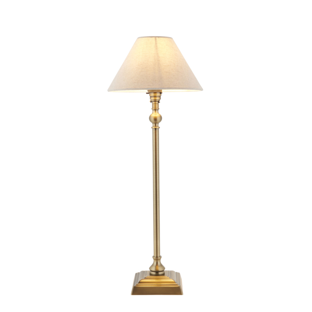 Sylvia Table 22cm Shade in Antique Brass and Natural Linen