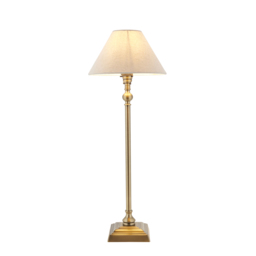 Sylvia Table 22cm Shade in Antique Brass and Natural Linen