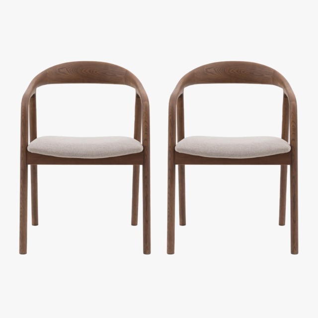 Menorca Walnut Upholstered Dining Chair, Set of 2