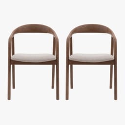 Menorca Walnut Upholstered Dining Chair, Set of 2