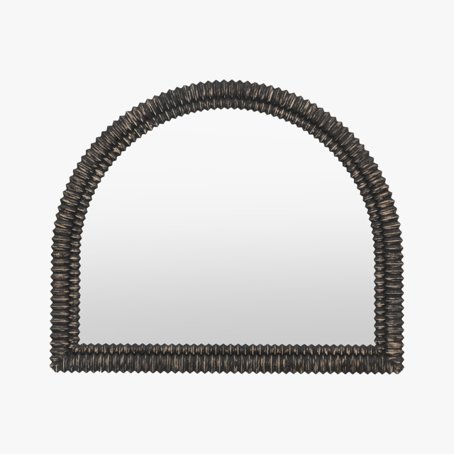 Groove Arch Overmantle Mirror in Black  Wash