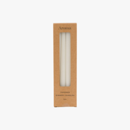 Lucera Tapered Dinner Candles in White, Set of 8, White