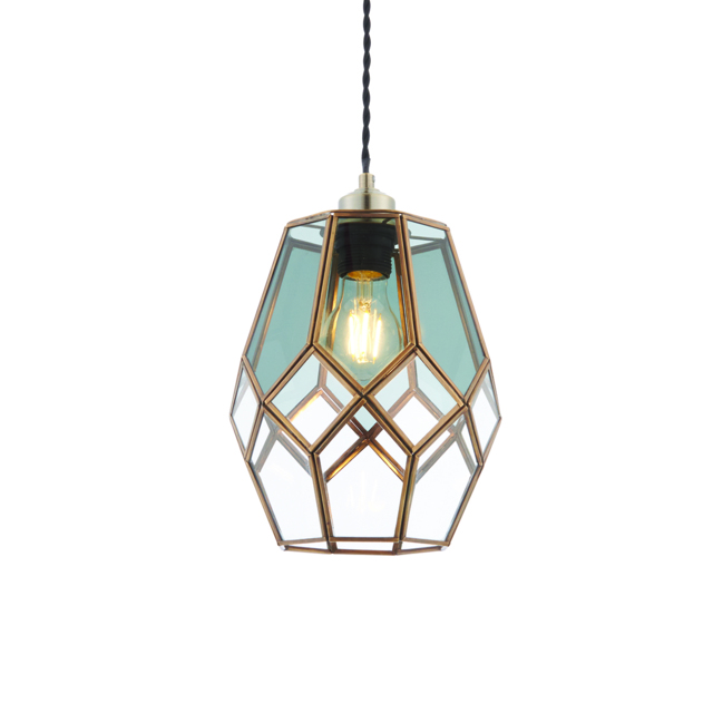 Rigdon Smoked Glass Pendant Shade in Antique Brass