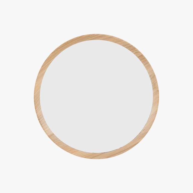 Laurel Round Mirror in Oak, Medium