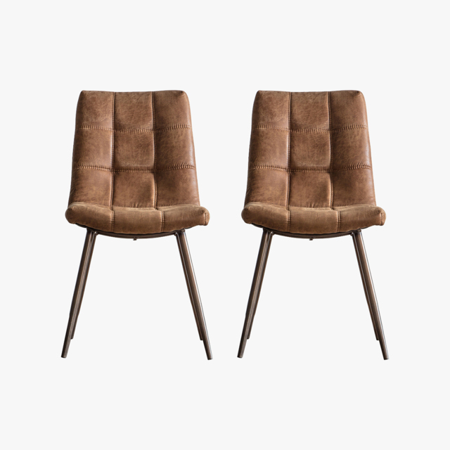 Charles Dining Chair in Brown, Set of Two