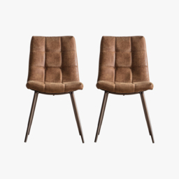 Charles Dining Chair in Brown, Set of Two