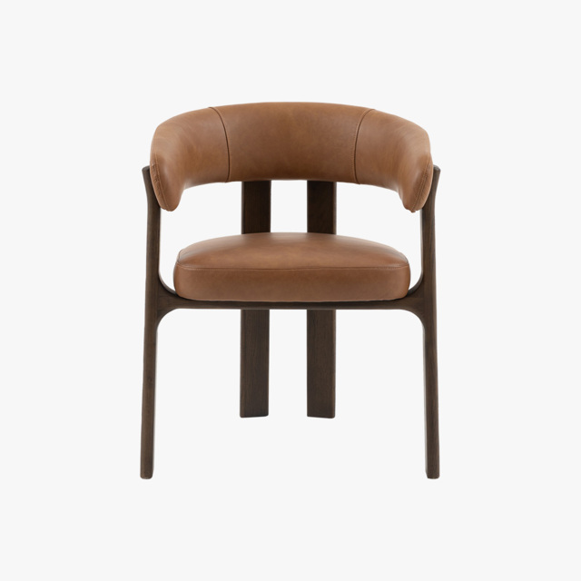 Amos Dining Chair in Brown Leather