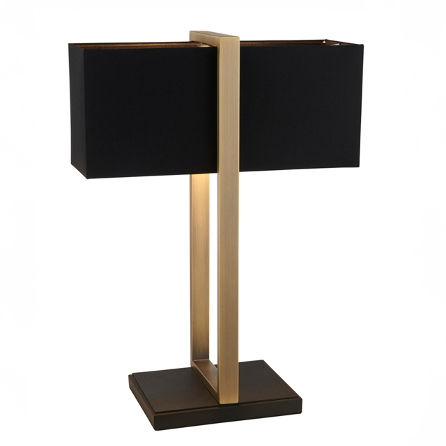 Kadence Black Shade Table Lamp in Antique Brass