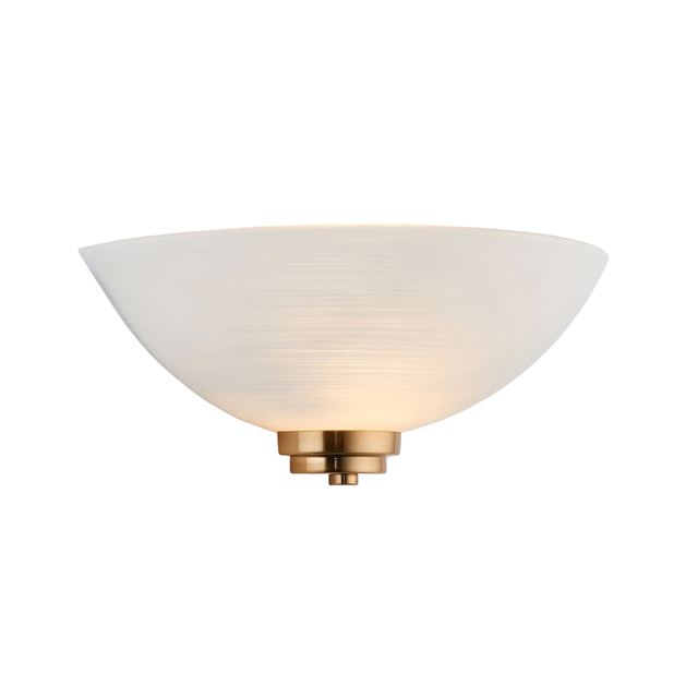 Posu E27 Wall Light - Brushed Brass - White Glass Shade