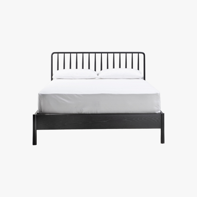 Rebecca 4'6'' Oak Double Bed Frame in Black
