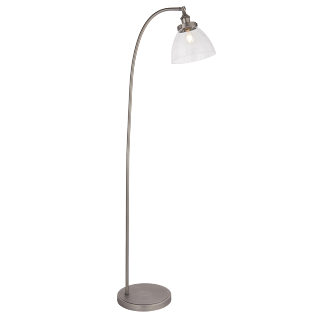 Ralph Clear Glass Floor Lamp in Brushed Silver
