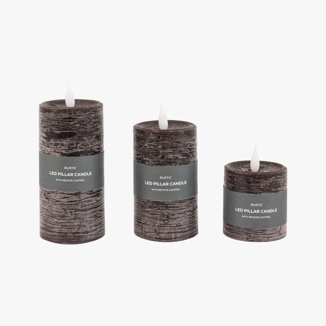 Homespun LED 1 Wick Candle in Mocha, Set of 3