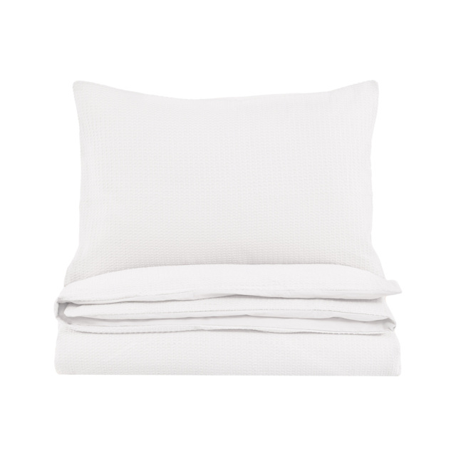 Nella Textured Jacquard Quilt Cover Set in White, Double