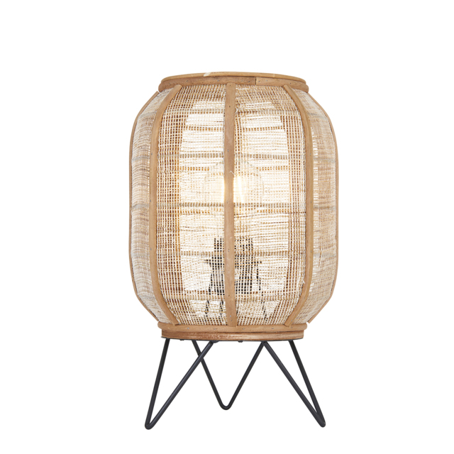 Zuni Natural Bamboo Table Lamp in Matt Black